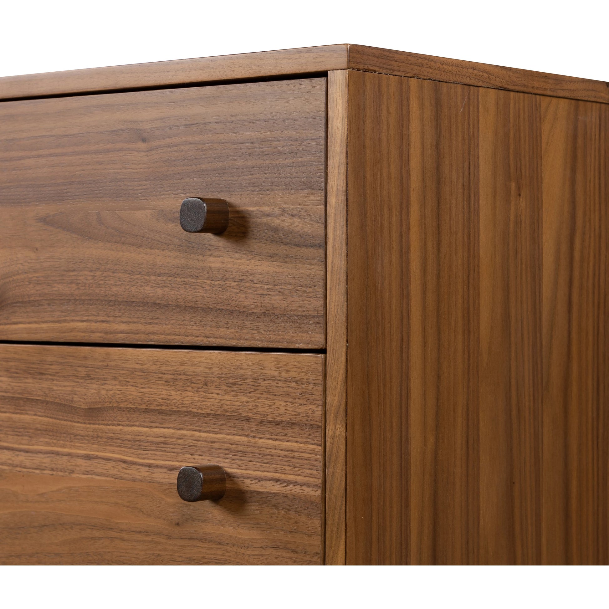 Arturo 6 Drawer Dresser by Four Hands in natural walnut. Made from walnut veneer, solid walnut in a modern style.