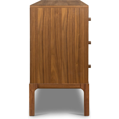 Arturo 6 Drawer Dresser by Four Hands in natural walnut. Made from walnut veneer, solid walnut in a modern style.