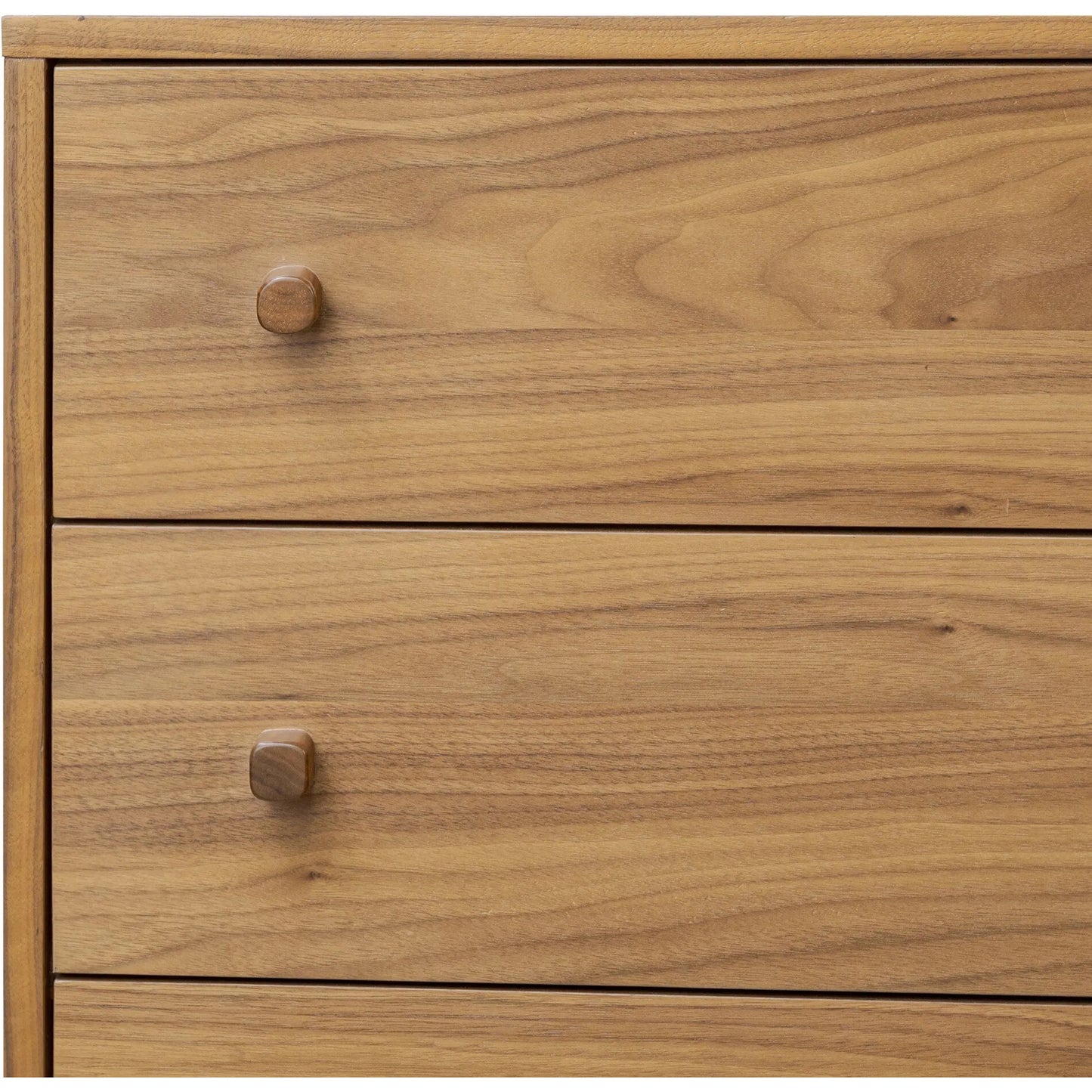 006 SI-2519077 | Closeup | Arturo 9 Drawer Dresser by Four Hands in natural walnut veneer. Made from walnut veneer, solid walnut in a unique style.