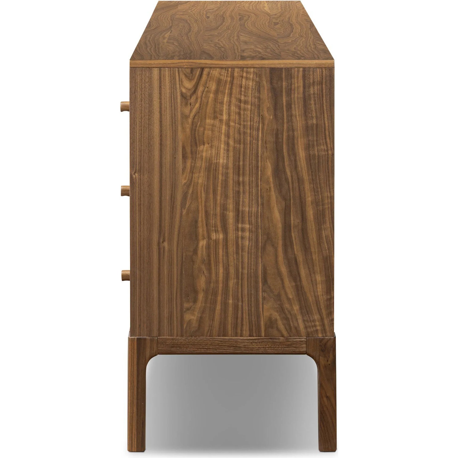 Arturo 9 Drawer Dresser by Four Hands in natural walnut veneer. Made from walnut veneer, solid walnut in a unique style.