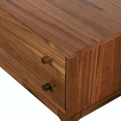 Arturo Nightstand by Four Hands in natural walnut. Made from walnut veneer, solid walnut in a modern style.