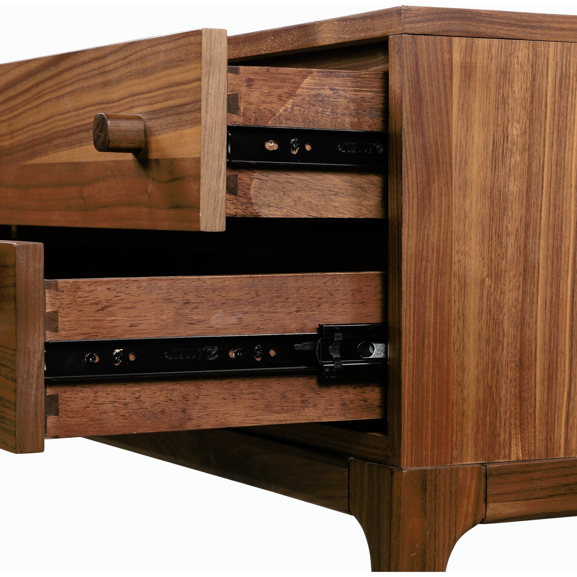 Arturo Nightstand by Four Hands in natural walnut. Made from walnut veneer, solid walnut in a modern style.