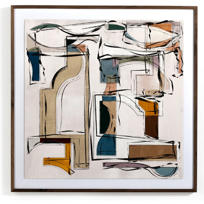 Midst III by Coup d’Esprit by Four Hands. Made from rustic 2.5 walnut, textured fine art paper in a transitional style.
