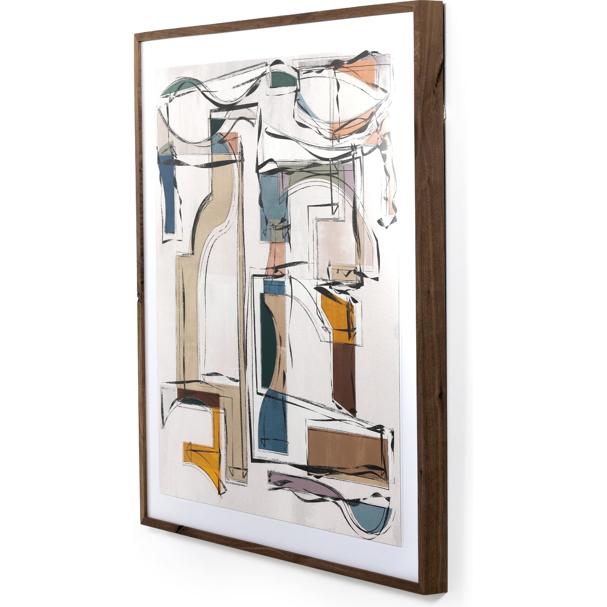 Midst III by Coup d’Esprit by Four Hands. Made from rustic 2.5 walnut, textured fine art paper in a transitional style.