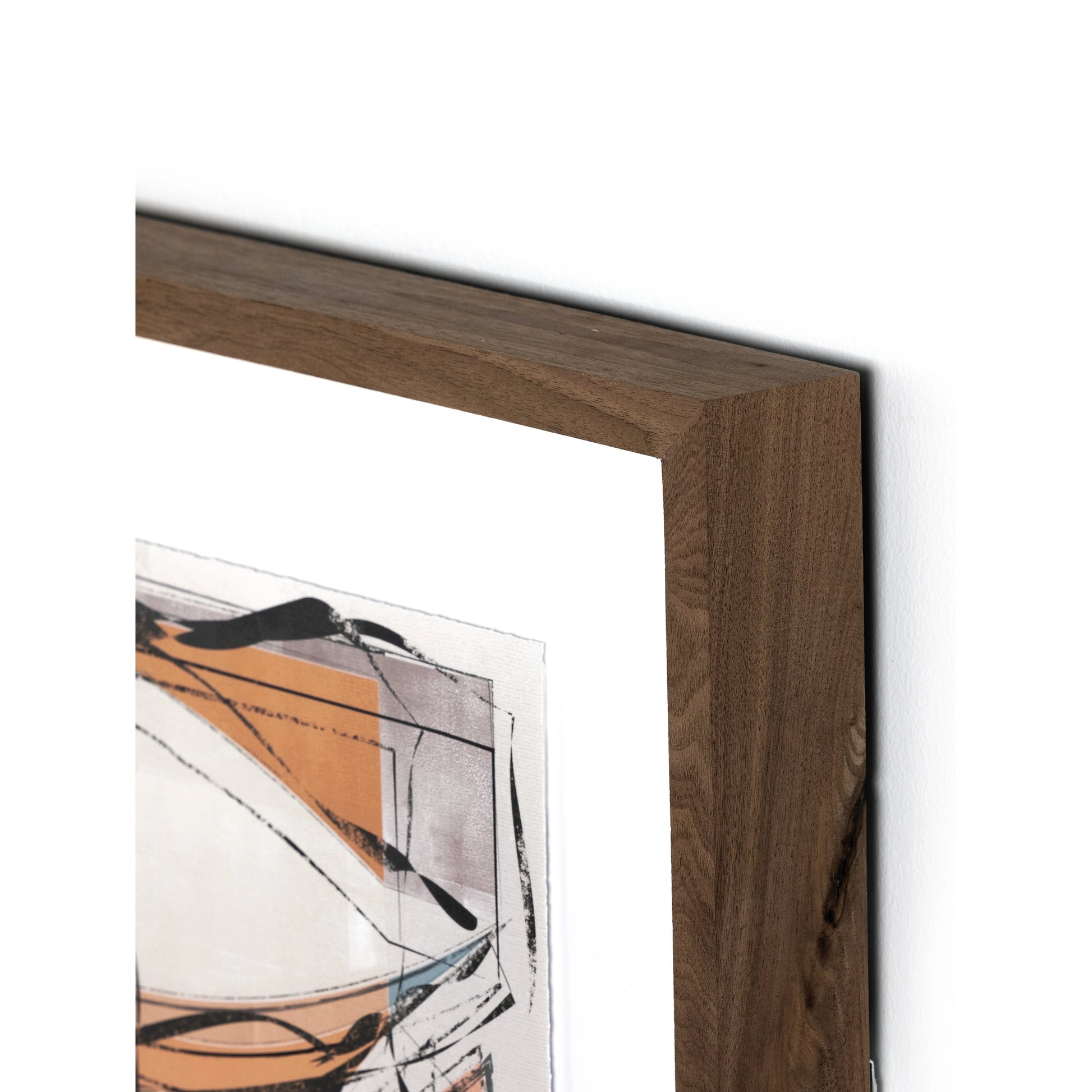Midst III by Coup d’Esprit by Four Hands. Made from rustic 2.5 walnut, textured fine art paper in a transitional style.