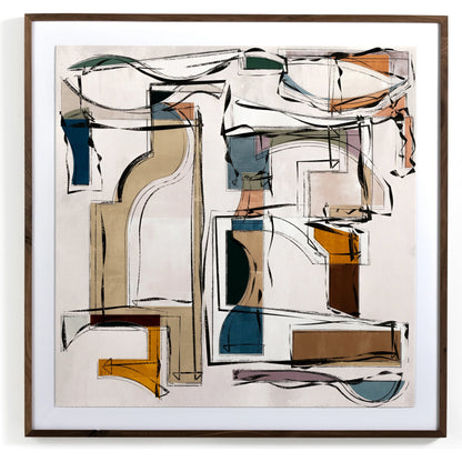 Midst III by Coup d’Esprit by Four Hands. Made from rustic 2.5 walnut, textured fine art paper in a transitional style.