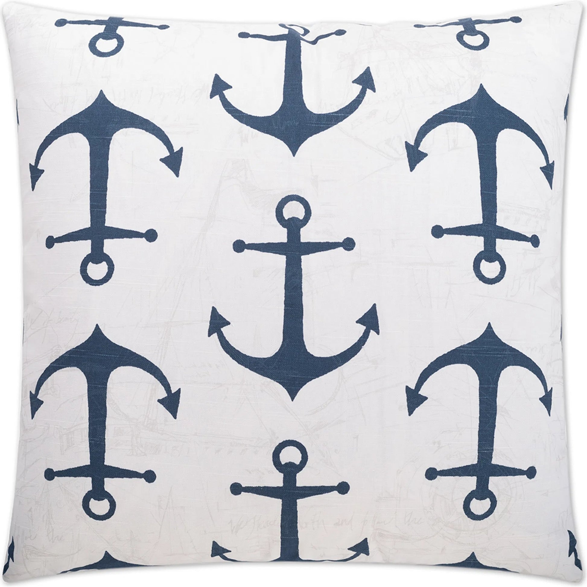 Anchors Pillow by DV Kap Home in navy. Made from 100% cotton in a coastal style.