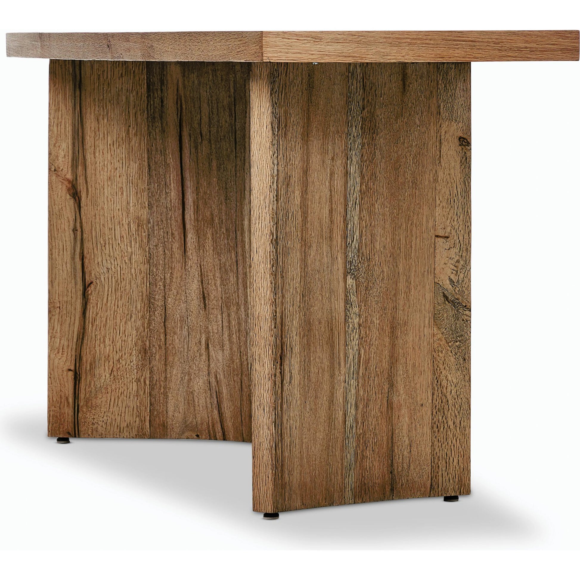 Brinton Console Table by Four Hands in rustic oak. Made from thick oak veneer, engineered hardwood in a modern style.