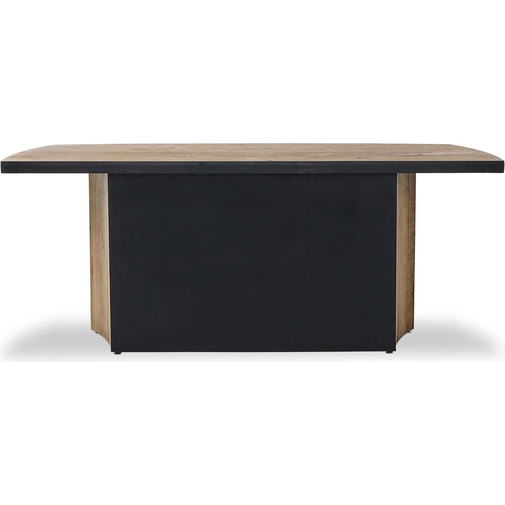 Brinton Console Table by Four Hands in rustic oak. Made from thick oak veneer, engineered hardwood in a modern style.