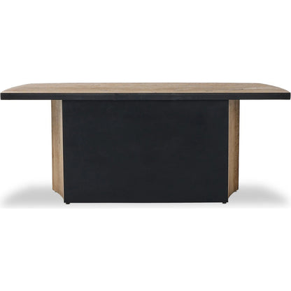 Brinton Console Table by Four Hands in rustic oak. Made from thick oak veneer, engineered hardwood in a modern style.