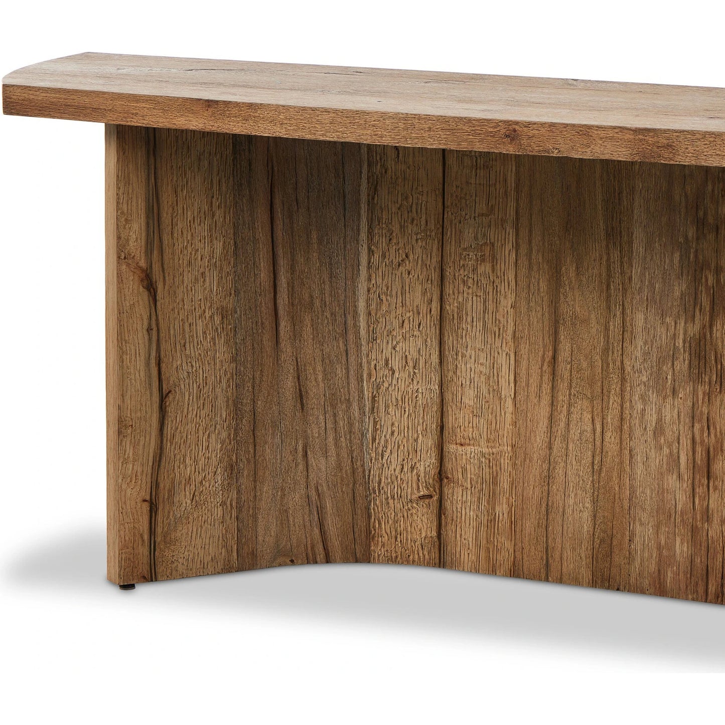 007 SI-2137238 | Closeup | Brinton Console Table by Four Hands in rustic oak. Made from thick oak veneer, engineered hardwood in a modern style.