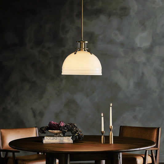 Garwin Pendant by Four Hands in painted glass, light antique brass. Made from glass, iron, thermoplastic in a modern style.