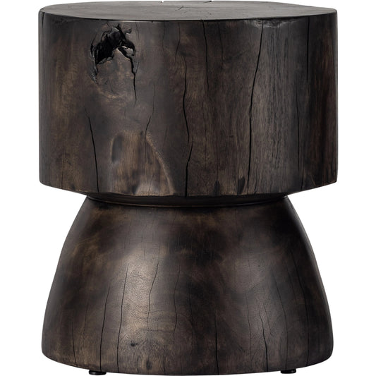 Tino End Table by Four Hands in rubbed black. Made from solid mixed reclaimed wood in a modern style.