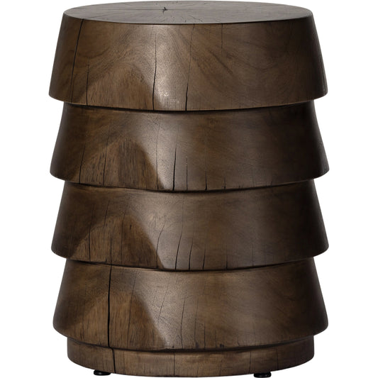 Nori End Table by Four Hands in ochre. Made from solid mixed reclaimed wood in a modern style.