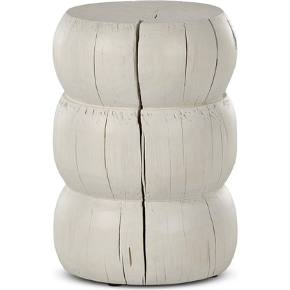 Pagoda End Table by Four Hands in ivory. Made from solid mixed reclaimed wood in a modern style.