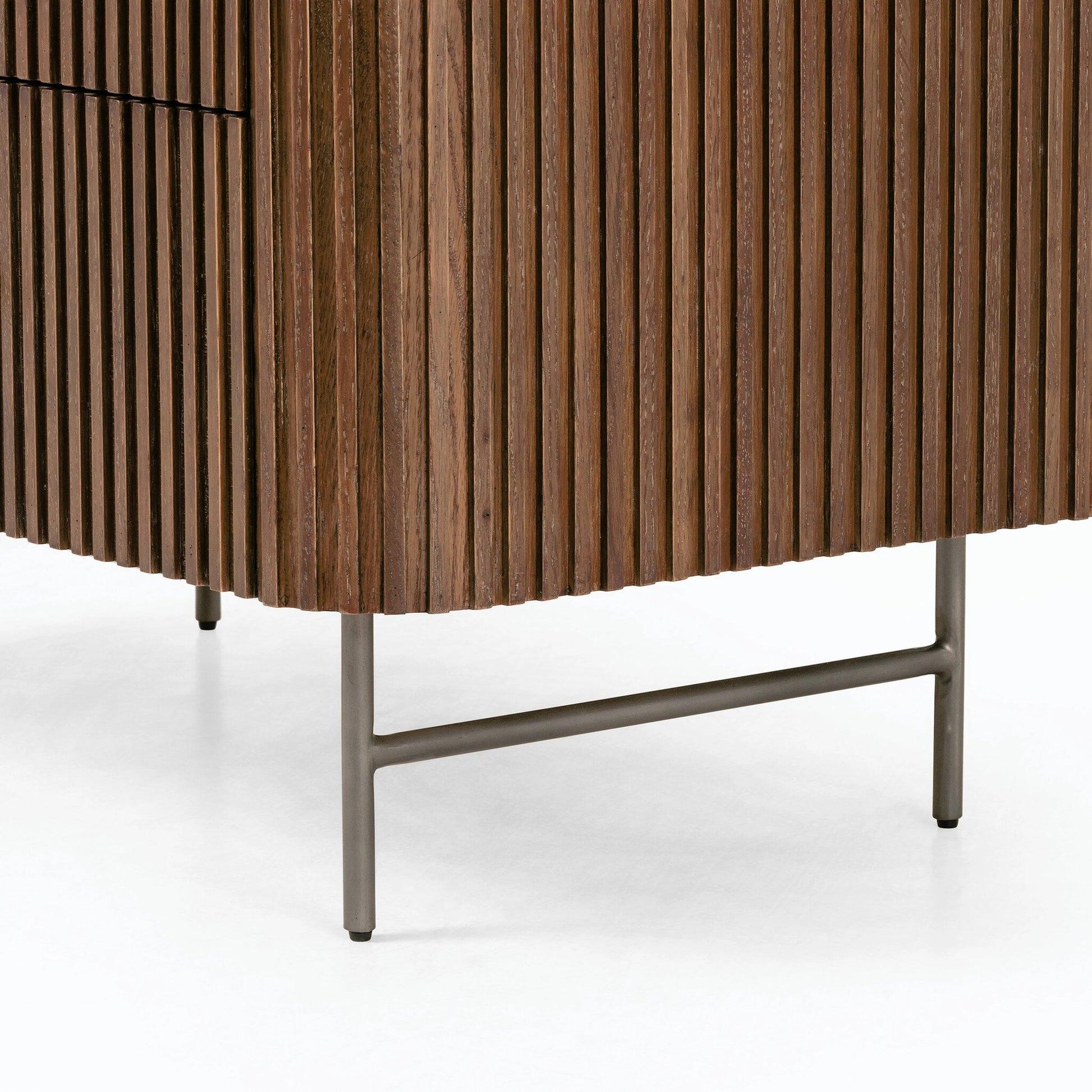 Fletcher Large Nightstand by Four Hands. Made from bluestone, solid oak, iron in a modern style.