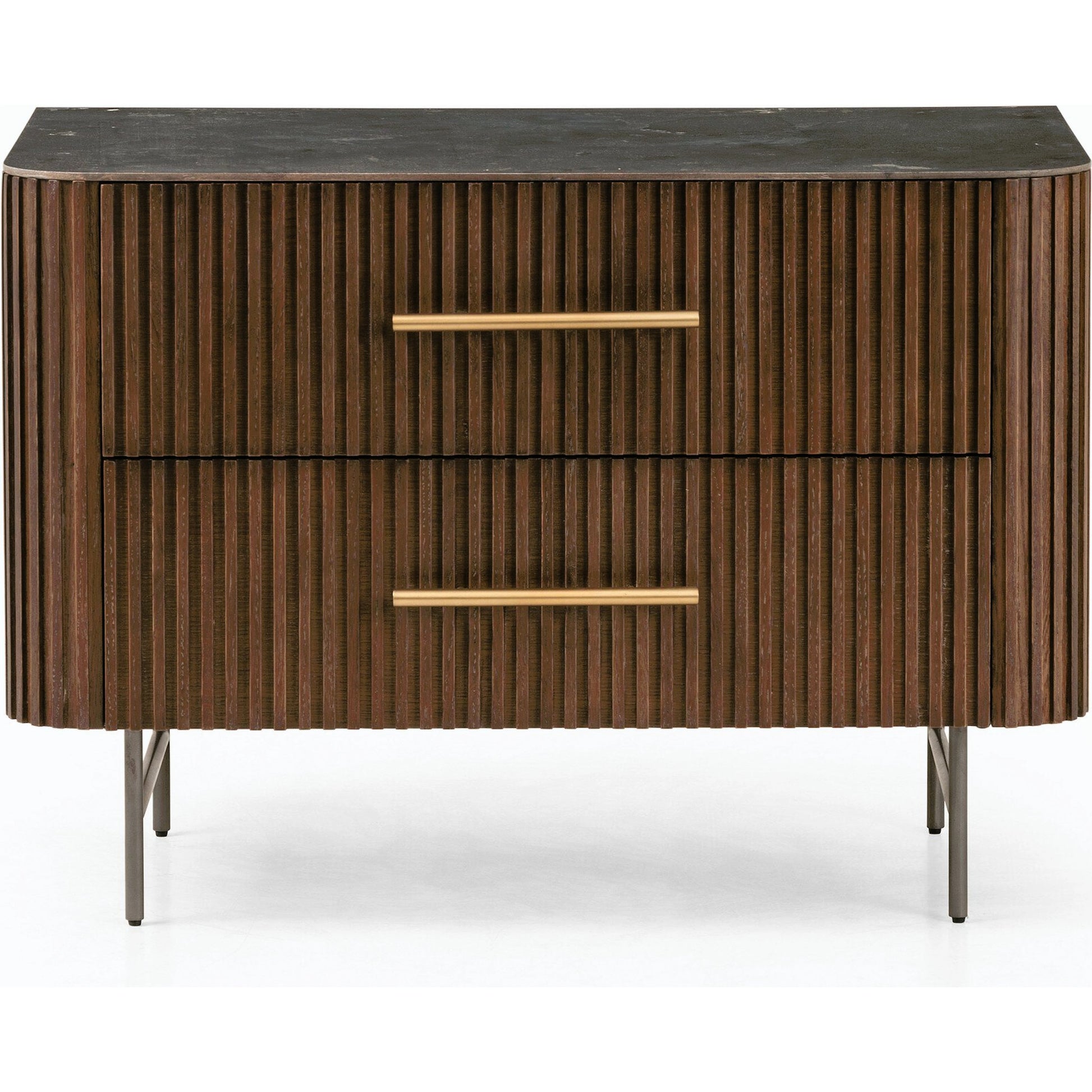 Fletcher Large Nightstand by Four Hands. Made from bluestone, solid oak, iron in a modern style.