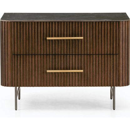 Fletcher Large Nightstand by Four Hands. Made from bluestone, solid oak, iron in a modern style.