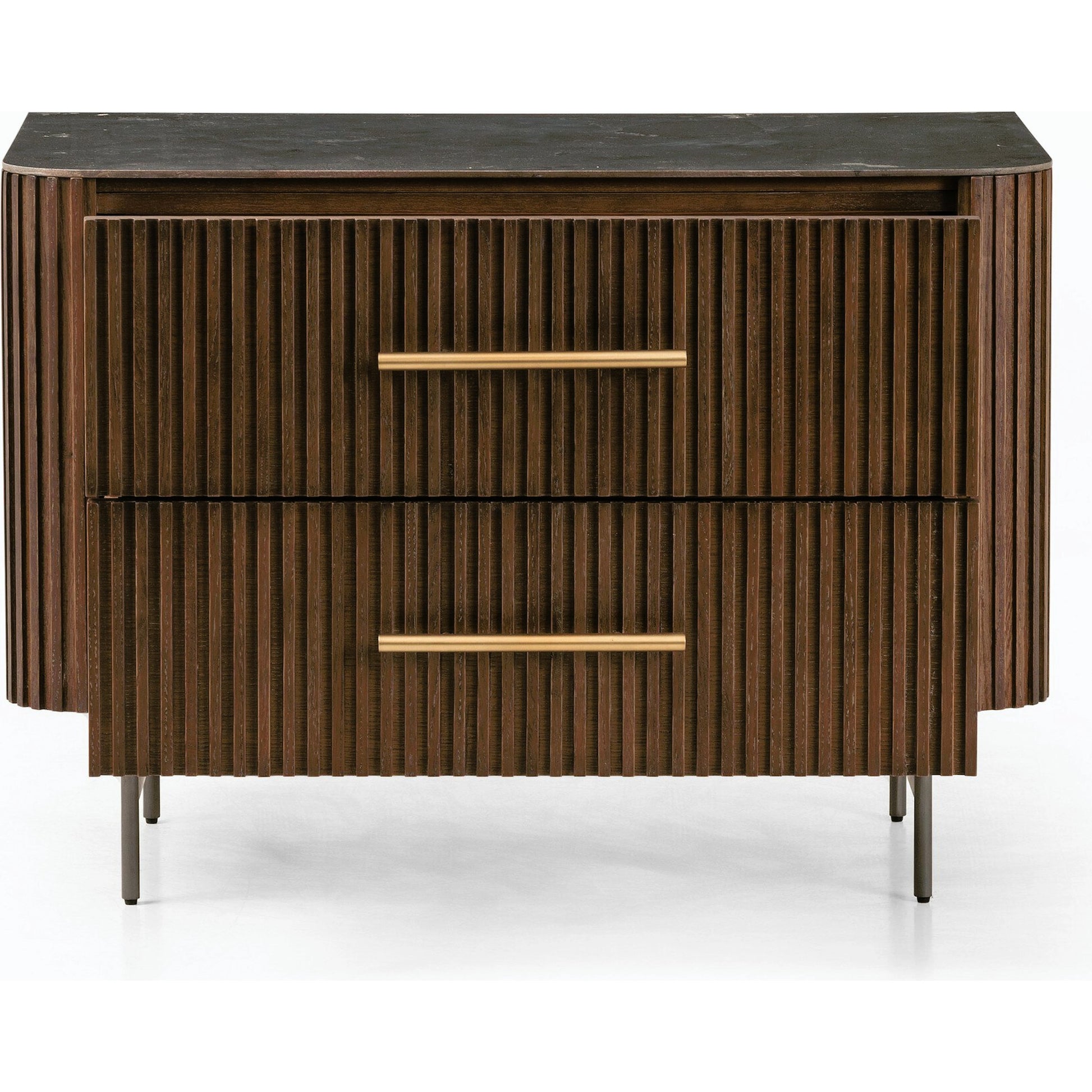 Fletcher Large Nightstand by Four Hands. Made from bluestone, solid oak, iron in a modern style.