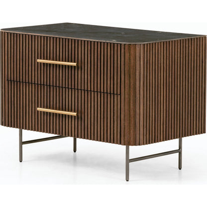 Fletcher Large Nightstand by Four Hands. Made from bluestone, solid oak, iron in a modern style.