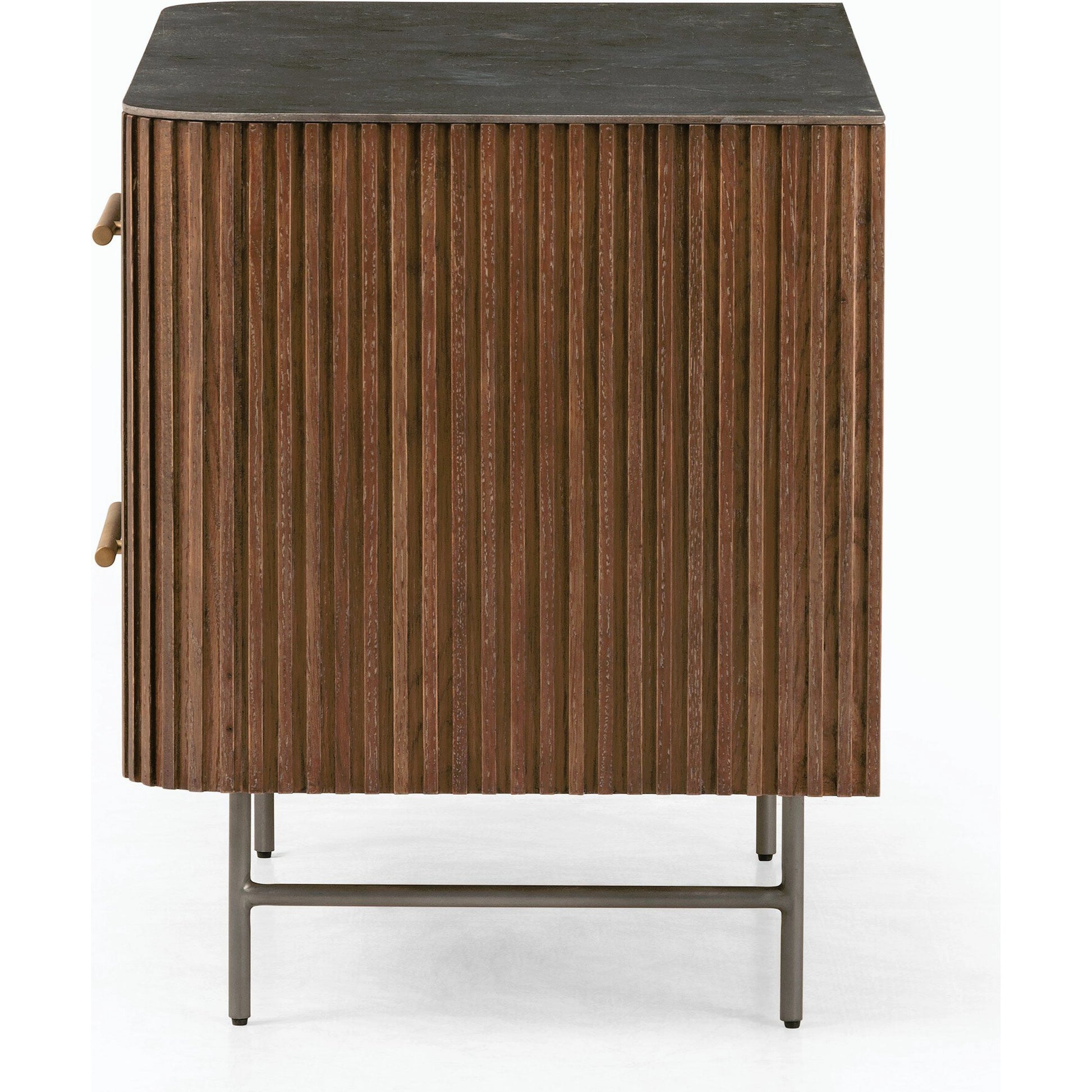 Fletcher Large Nightstand by Four Hands. Made from bluestone, solid oak, iron in a modern style.