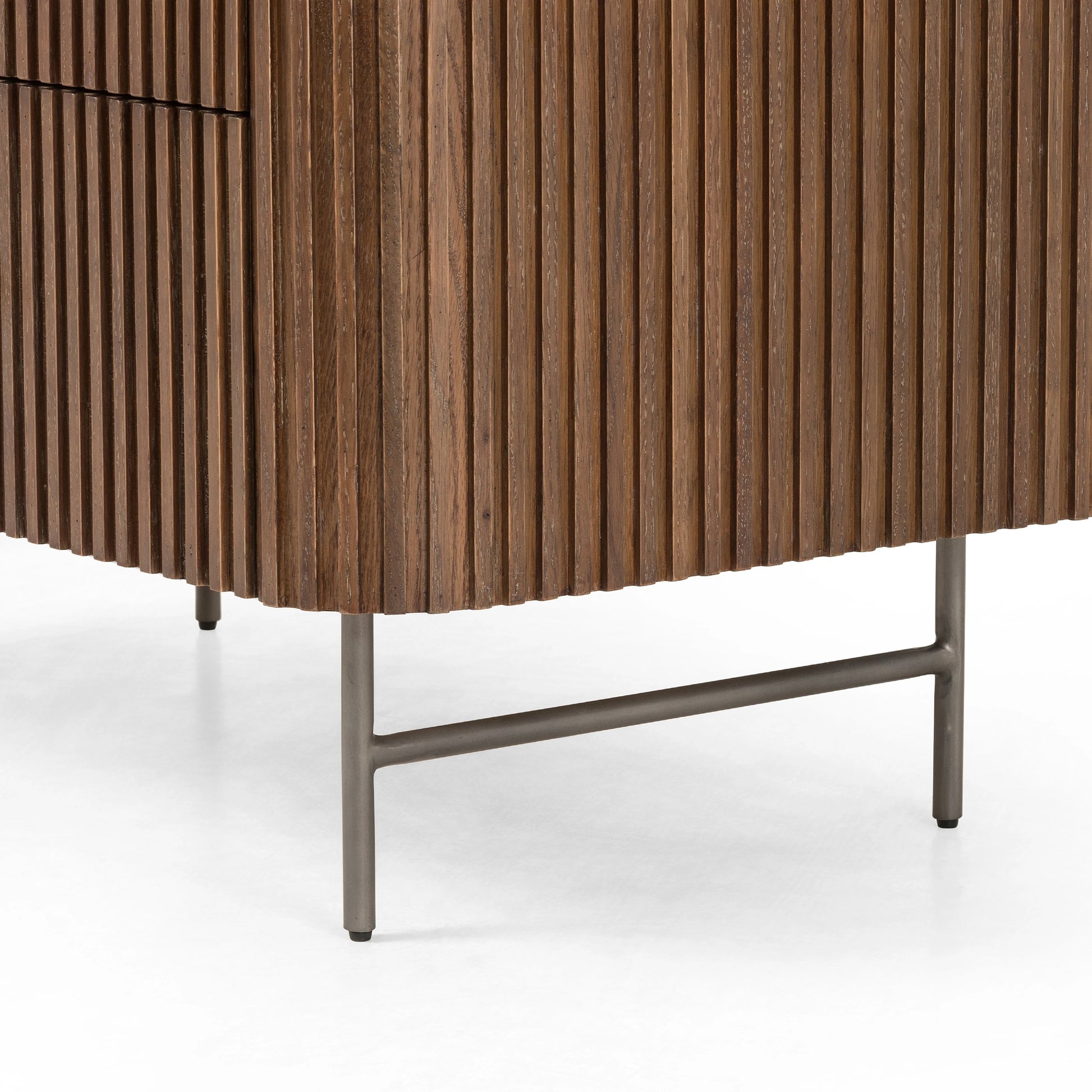 Fletcher Large Nightstand by Four Hands. Made from bluestone, solid oak, iron in a modern style.