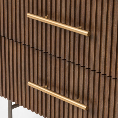 Fletcher Large Nightstand by Four Hands. Made from bluestone, solid oak, iron in a modern style.