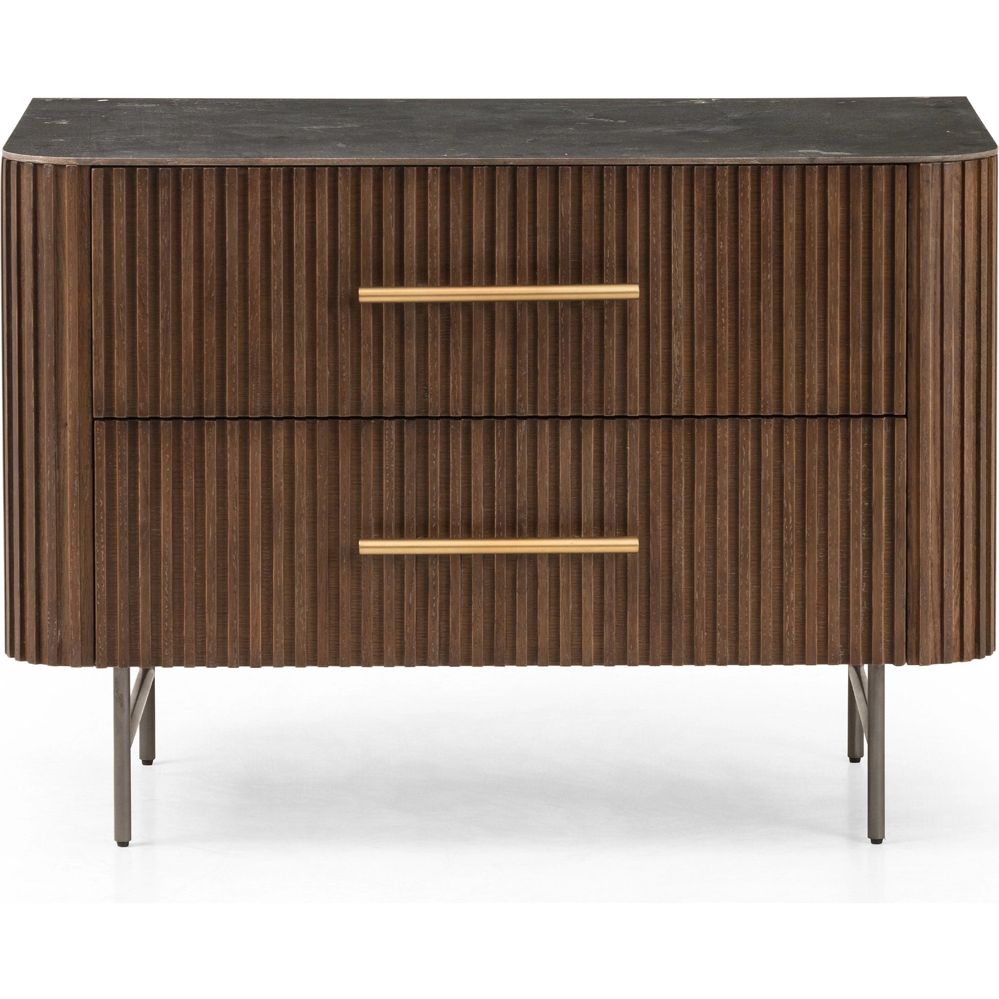 Fletcher Large Nightstand by Four Hands. Made from bluestone, solid oak, iron in a modern style.