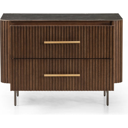 Fletcher Large Nightstand by Four Hands. Made from bluestone, solid oak, iron in a modern style.