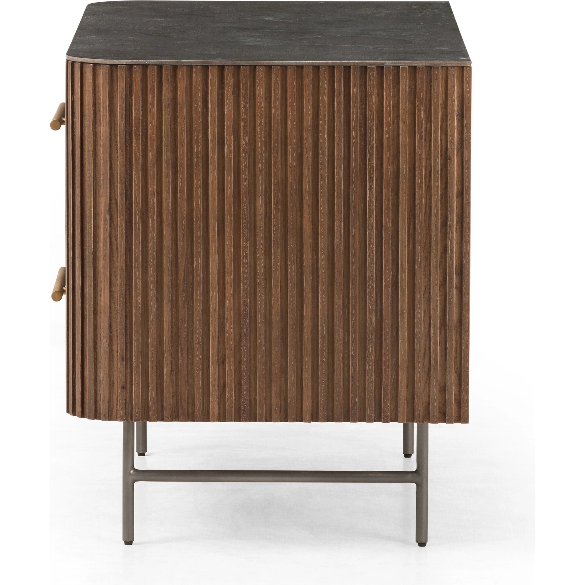 Fletcher Large Nightstand by Four Hands. Made from bluestone, solid oak, iron in a modern style.