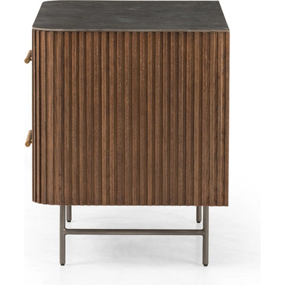 Fletcher Large Nightstand by Four Hands. Made from bluestone, solid oak, iron in a modern style.