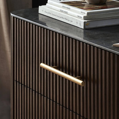 Fletcher Large Nightstand by Four Hands. Made from bluestone, solid oak, iron in a modern style.