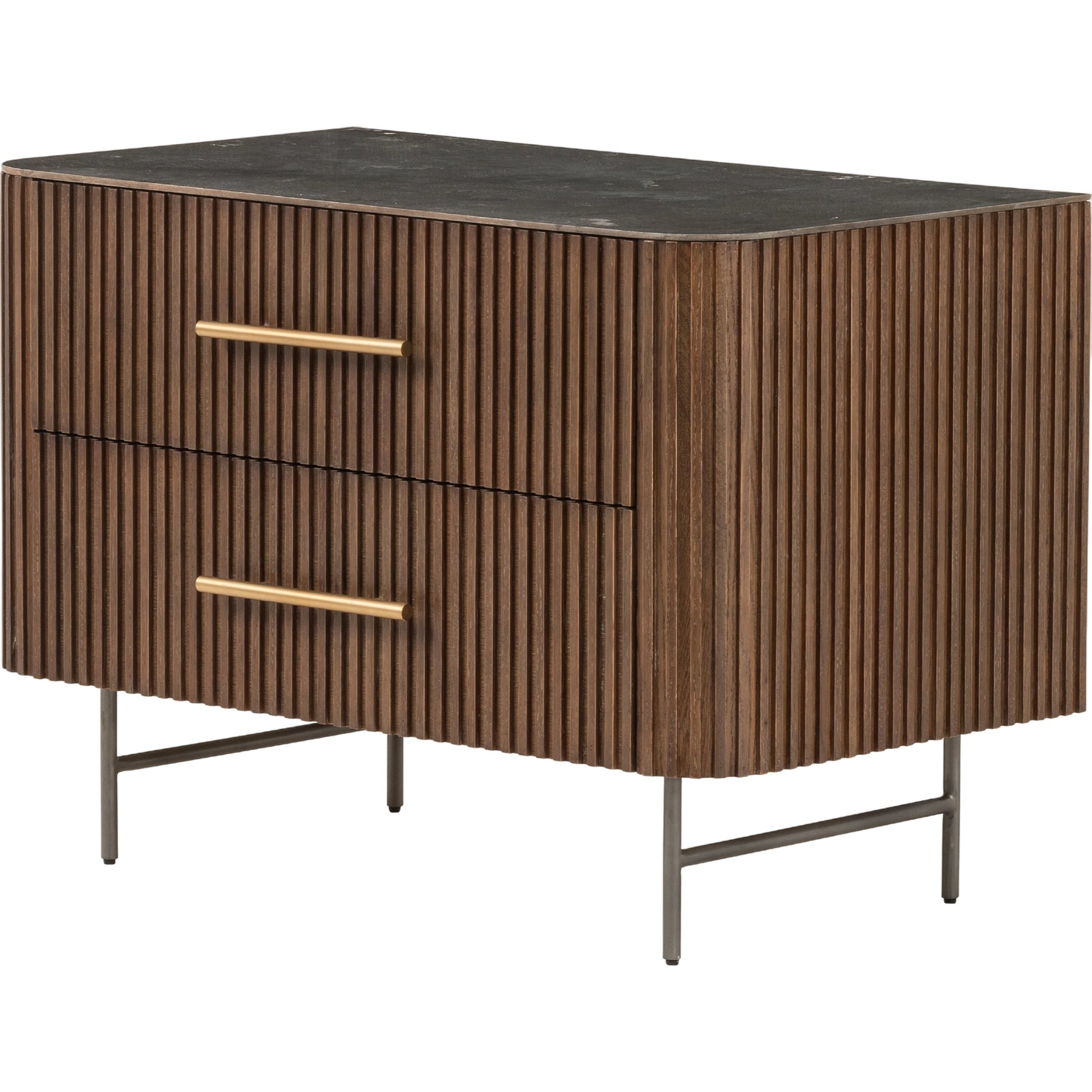 Fletcher Large Nightstand by Four Hands. Made from bluestone, solid oak, iron in a modern style.