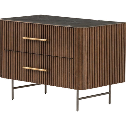 Fletcher Large Nightstand by Four Hands. Made from bluestone, solid oak, iron in a modern style.