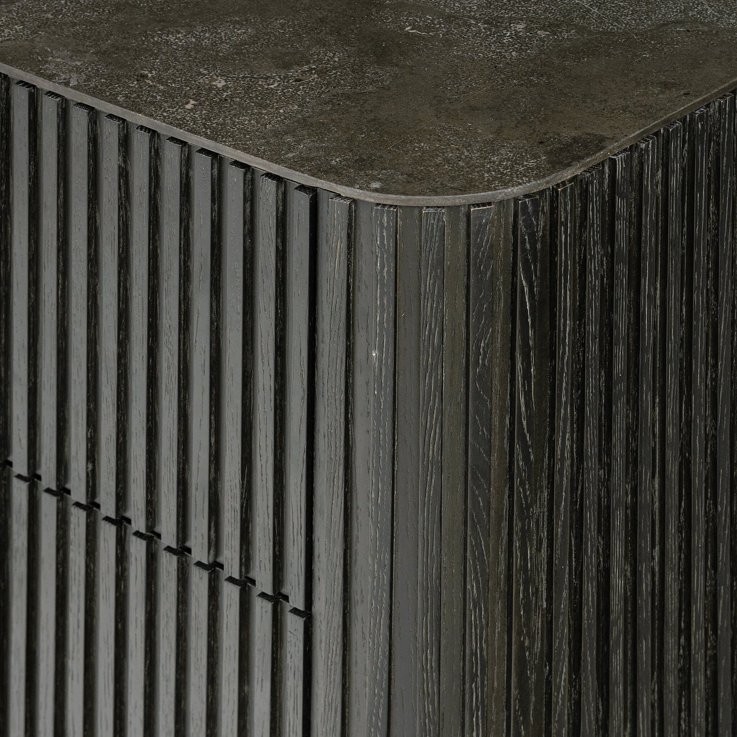 021 SI-2158164 | Closeup | Fletcher Large Nightstand by Four Hands. Made from bluestone, solid oak, iron in a modern style.