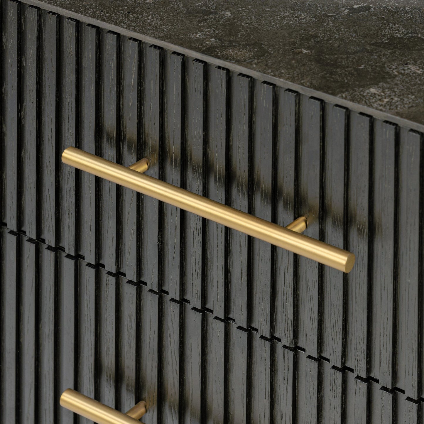 025 SI-2158164 | Closeup | Fletcher Large Nightstand by Four Hands. Made from bluestone, solid oak, iron in a modern style.