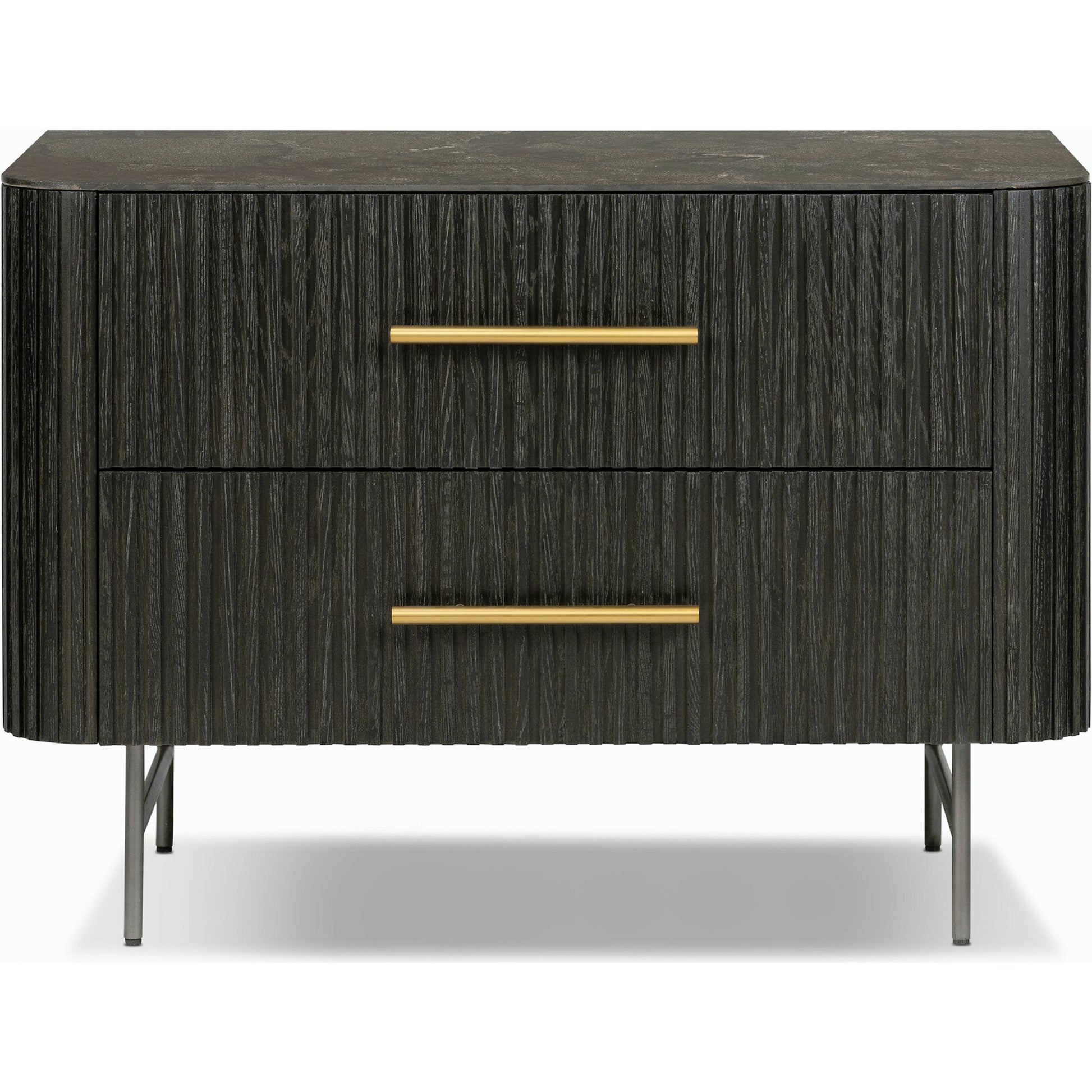 Fletcher Large Nightstand by Four Hands. Made from bluestone, solid oak, iron in a modern style.