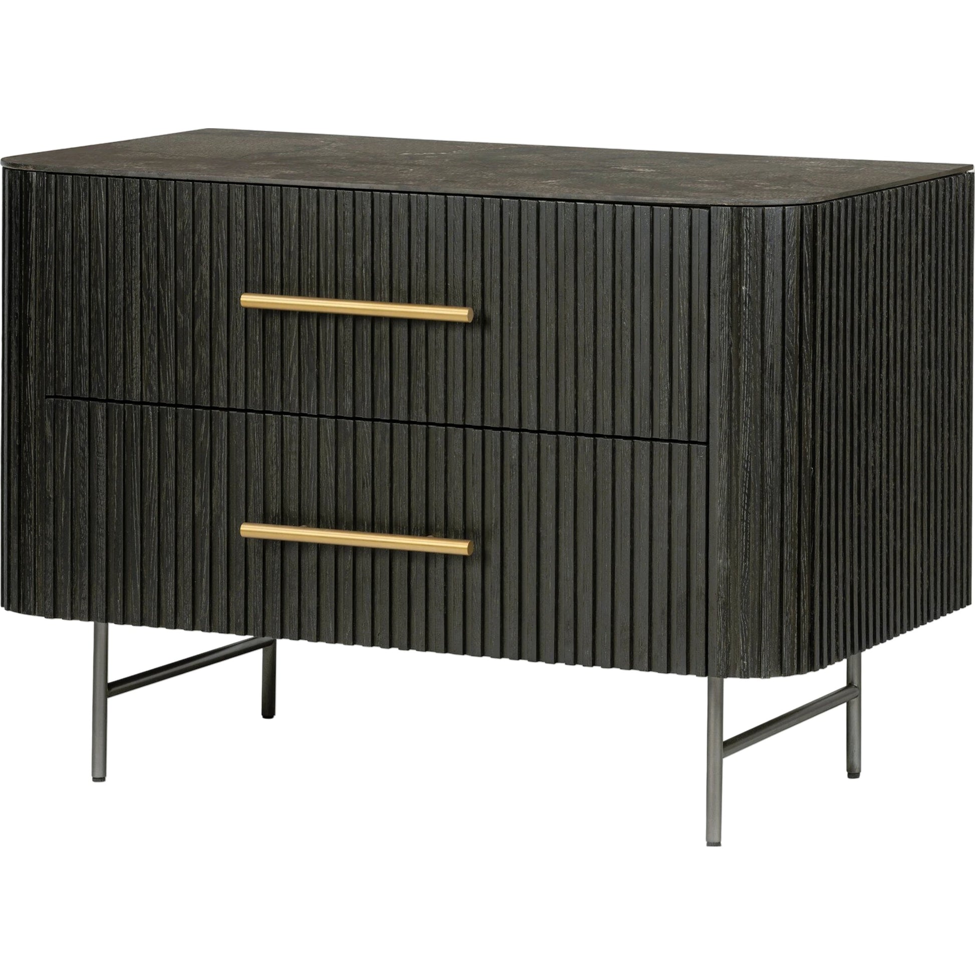 Fletcher Large Nightstand by Four Hands. Made from bluestone, solid oak, iron in a modern style.