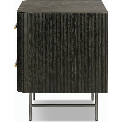 Fletcher Large Nightstand by Four Hands. Made from bluestone, solid oak, iron in a modern style.