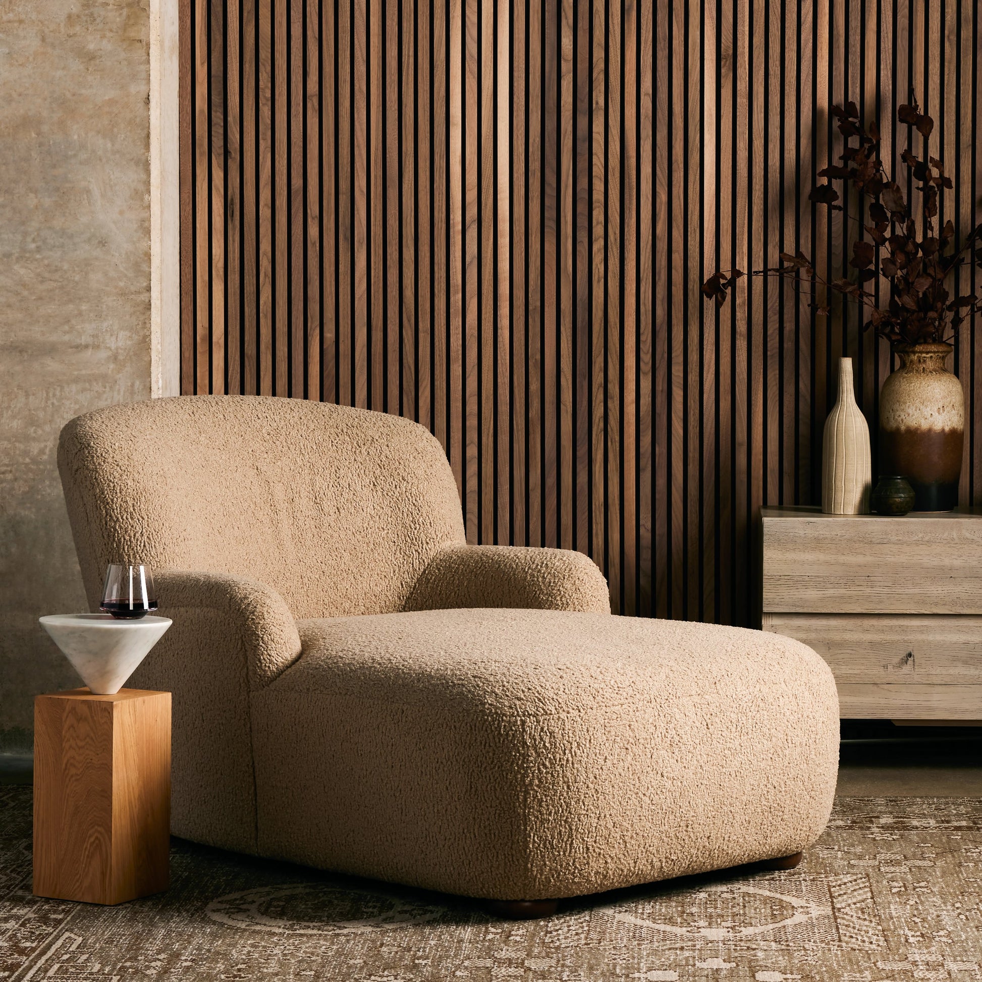 Kadon Chaise Lounge by Four Hands. Made from 100% polyester, solid parawood, 100% polypropylene in a modern style.