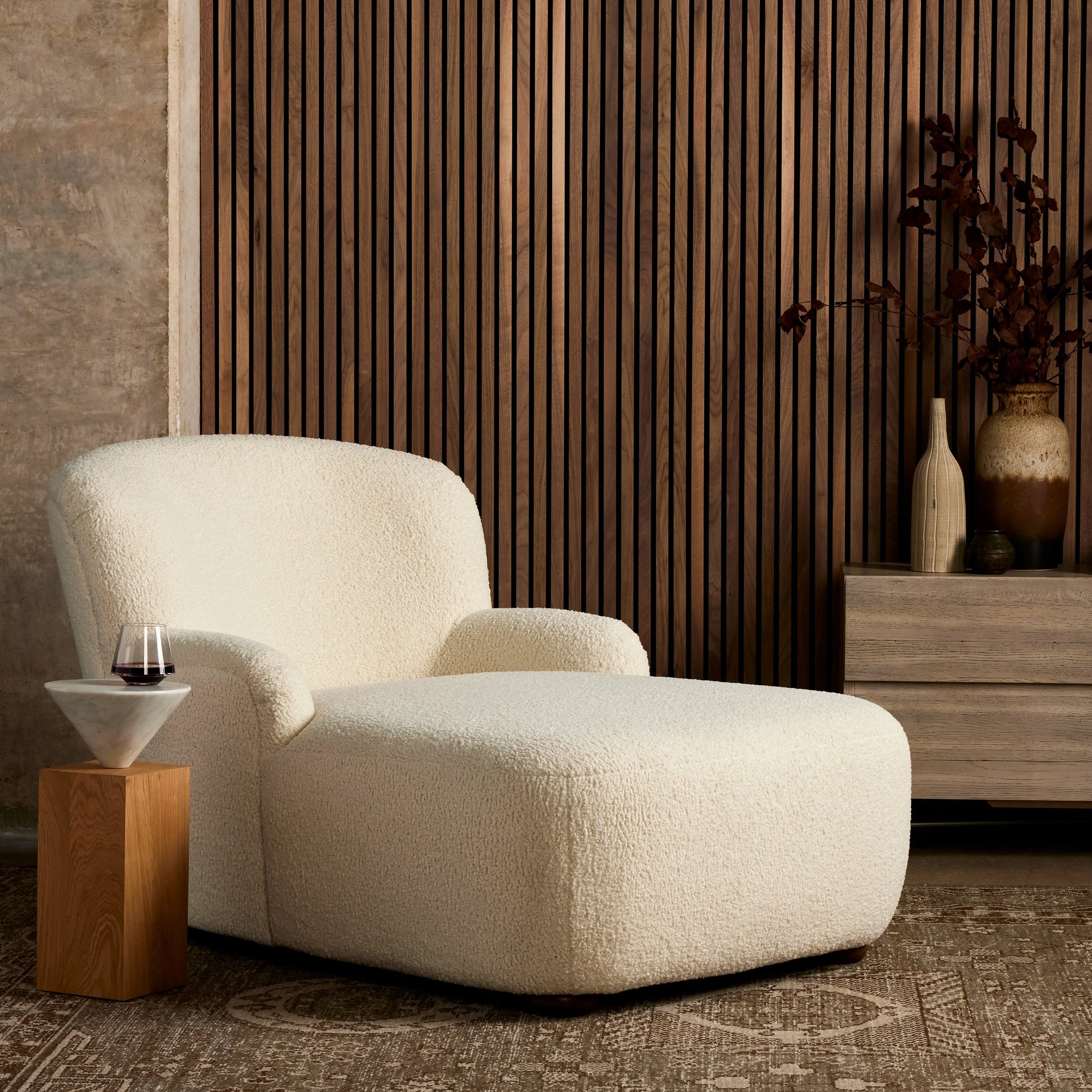 Kadon Chaise Lounge by Four Hands. Made from 100% polyester, solid parawood, 100% polypropylene in a modern style.