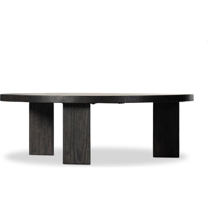 Mesa Large Round Coffee Table by Four Hands in light brushed parawood. Made from solid parawood, iron in a modern style.