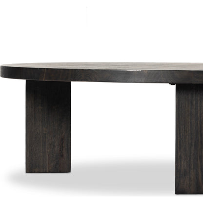Mesa Large Round Coffee Table by Four Hands in light brushed parawood. Made from solid parawood, iron in a modern style.