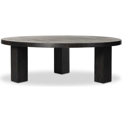 Mesa Large Round Coffee Table by Four Hands in light brushed parawood. Made from solid parawood, iron in a modern style.