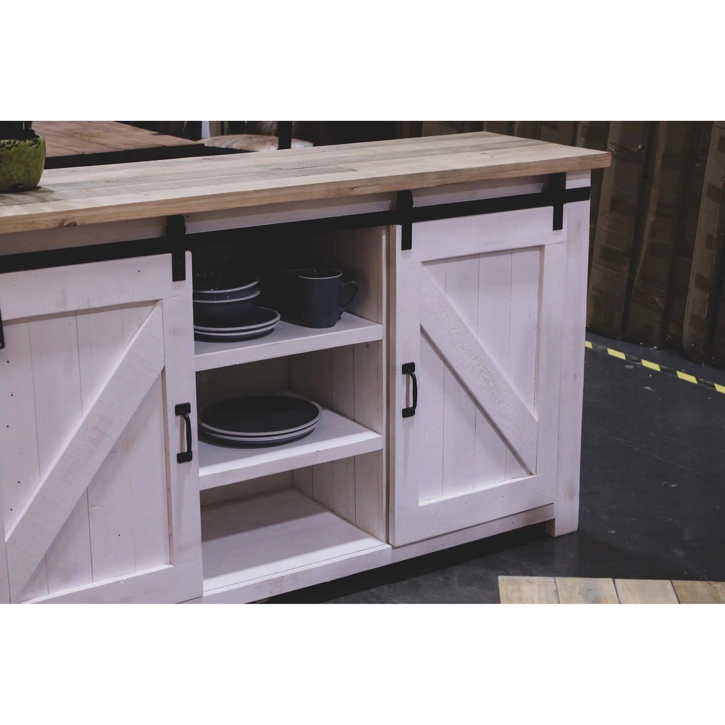 012 SR-818662 | Closeup | Provence Sideboard by LH Imports in white, brown. Made from reclaimed pine in a rustic style.