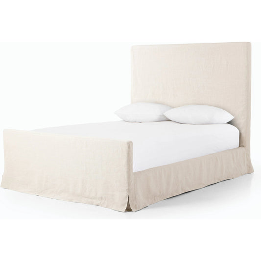 Daphne Slipcover Bed by Four Hands in brussels natural, almond. Made from 100% flax, linen, solid parawood in a modern style.