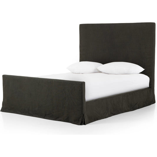 Daphne Slipcover Bed by Four Hands in brussels natural, almond. Made from 100% flax, linen, solid parawood in a modern style.