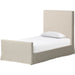Daphne Slipcover Bed by Four Hands. Made from 61% polyester, 31% viscose (rayon), 8% flax/linen, solid parawood in a modern style.