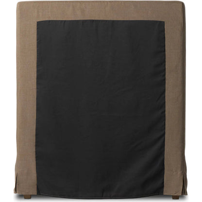 Daphne Slipcover Bed by Four Hands. Made from 61% polyester, 31% viscose (rayon), 8% flax/linen, solid parawood in a modern style.