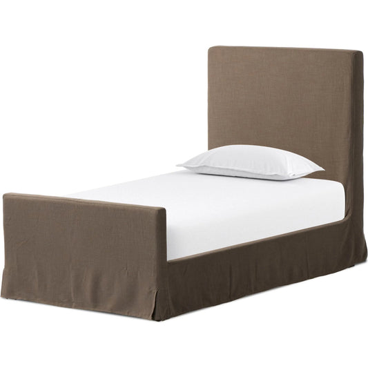 Daphne Slipcover Bed by Four Hands. Made from 61% polyester, 31% viscose (rayon), 8% flax/linen, solid parawood in a unique style.